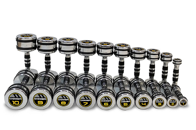 Комплект хромированных гантелей 10 пар от 1 до 10 кг Hasttings Digger HD51D5B-1-10
