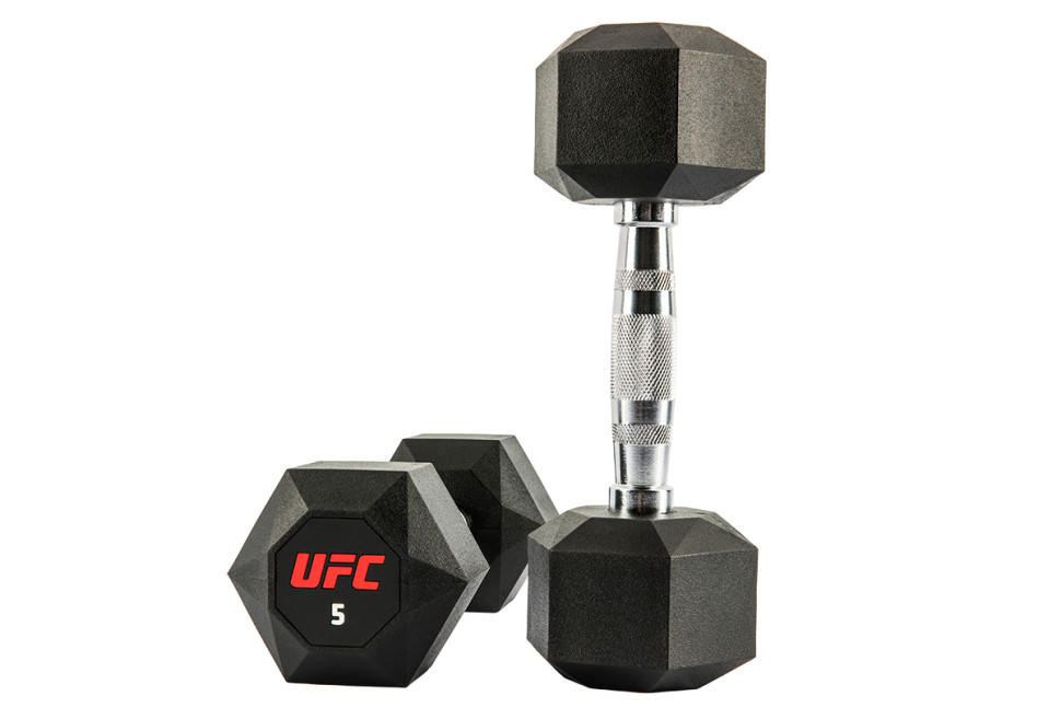 Комплект обрезиненных октагональных гантелей 10 пар от 2,5 до 25кг UFC Octagon Dumbbell